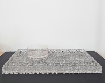Vintage Mid Century William Bounds Grainware Style Ice Effect Tray and Bowl