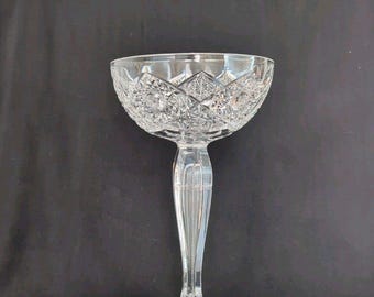 Antique T.B. Clark Signed American Brilliant Cut Tall Glass Compote