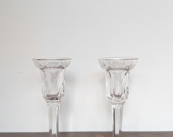 Vintage Waterford Crystal Candlestick Holders, Single Light Taper Candle Holders, Signed Irish Lead Crystal Pair