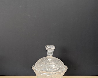 Vintage Crystal Glass Industries Cub Candy Dish with Lid and Finial Top