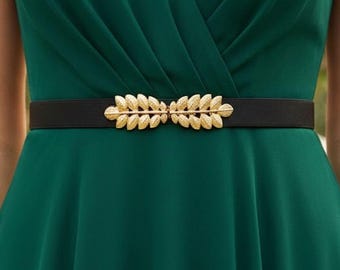 Women's Black Elastic Gold Leaf Waist Belt, Available in Regular and Plus Size - Etsy Women's Black Elastic Gold Leaf Waist Belt, Available in Regular and Plus Size - Etsy