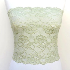 Mint green sheer elastic lace tube top strapless