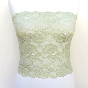 Mint green sheer elastic lace tube top strapless