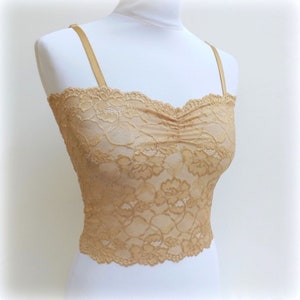 Gold See Through Elastic Lace Tank Top Camisole - Etsy