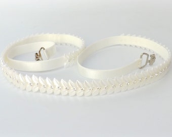 Ivory bridal thin elastic pearl leaf wedding dress belt