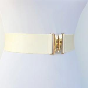 2&quot; wide ivory bridal elastic waist belt with gold clasp