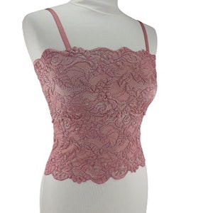 Peach see through elastic lace tank top camisole