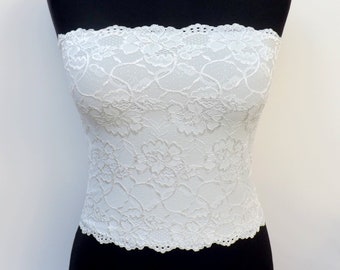 Ivory lined elastic lace tube top, Strapless bra