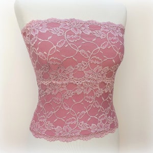 Antique Pink Lined Elastic Lace Tube Top Strapless | Etsy