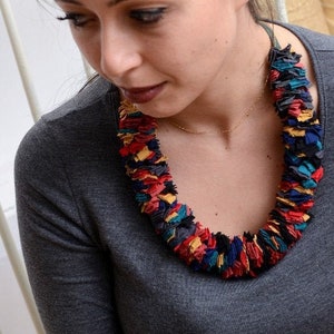 Multicoloured fabric strips necklace image 2