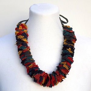 Multicoloured fabric strips necklace image 1