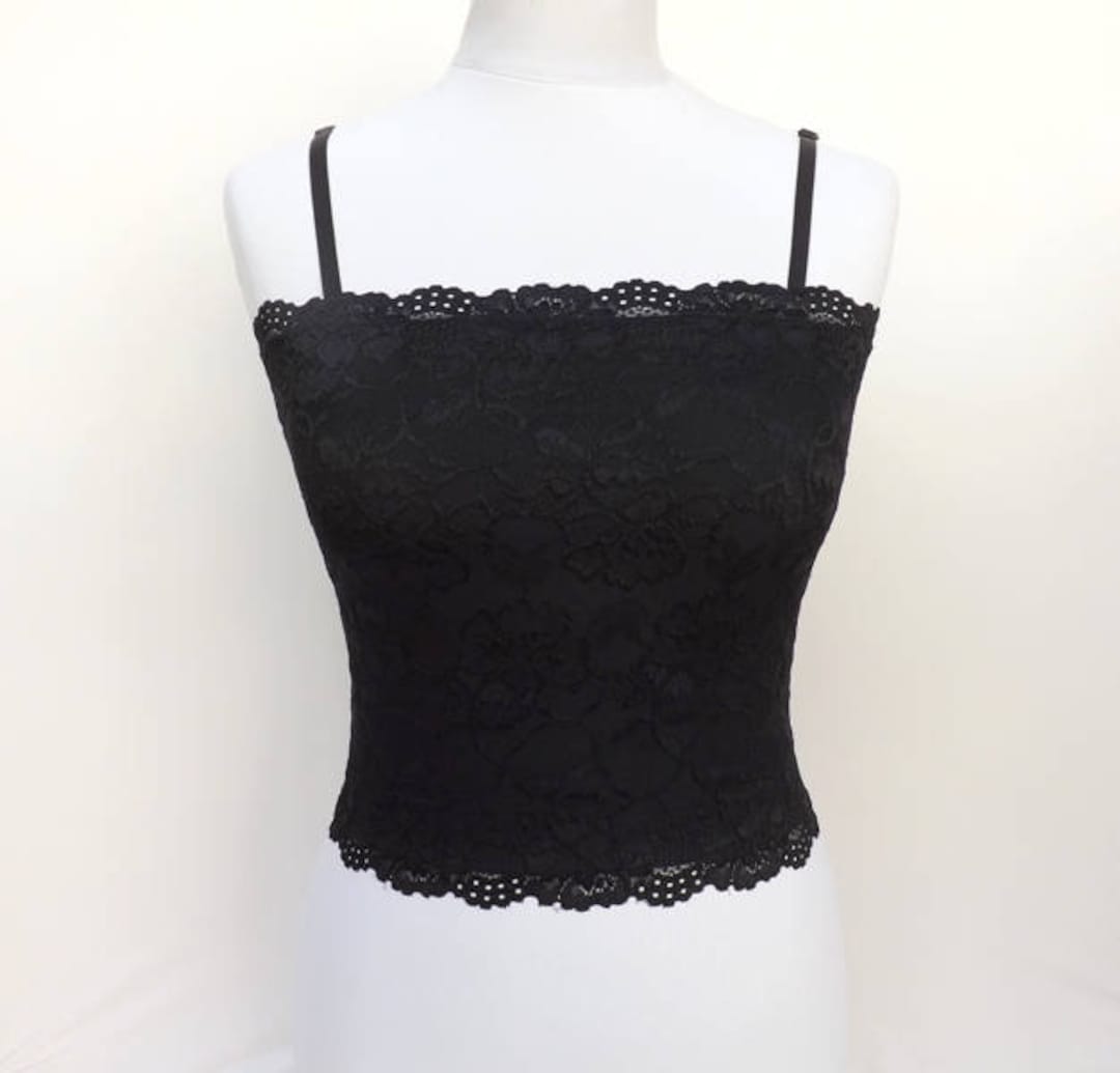 Black Lined Elastic Lace Tank Top Camisole - Etsy