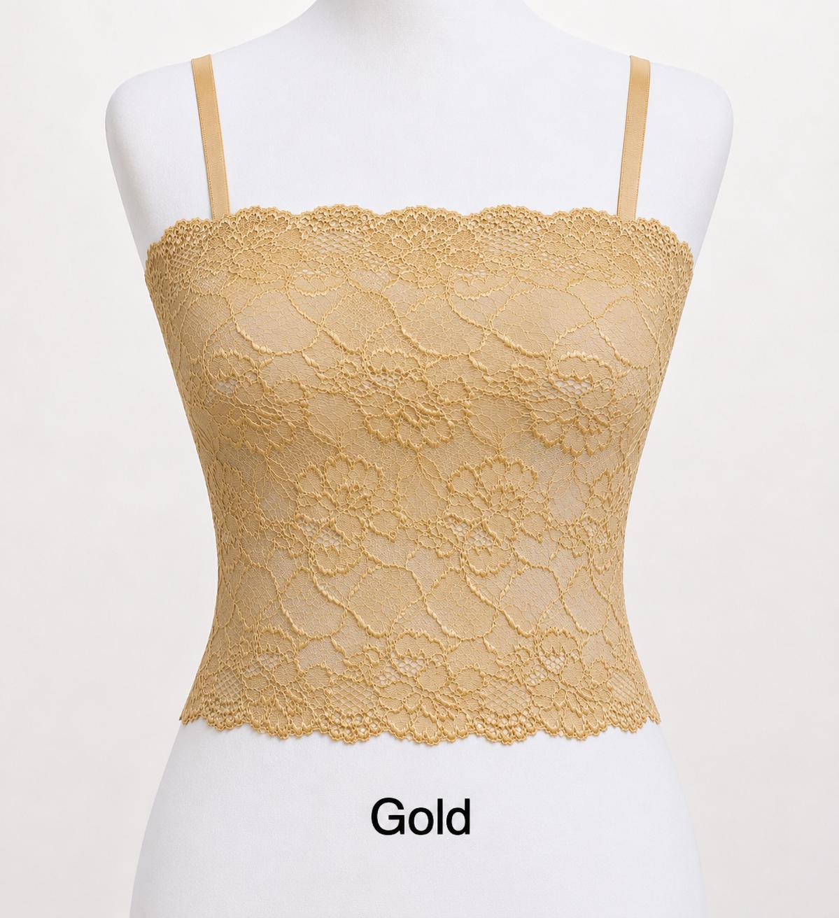 Gold Sheer Elastic Lace Tank Top, See Through Camisole - Etsy