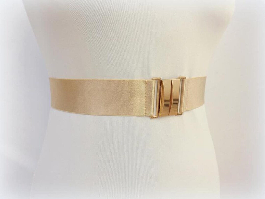Champagne Elastic Waist Belt With Gold Clasp - Etsy