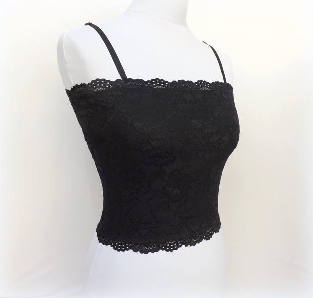 Black Lined Elastic Lace Tank Top Camisole Etsy Denmark