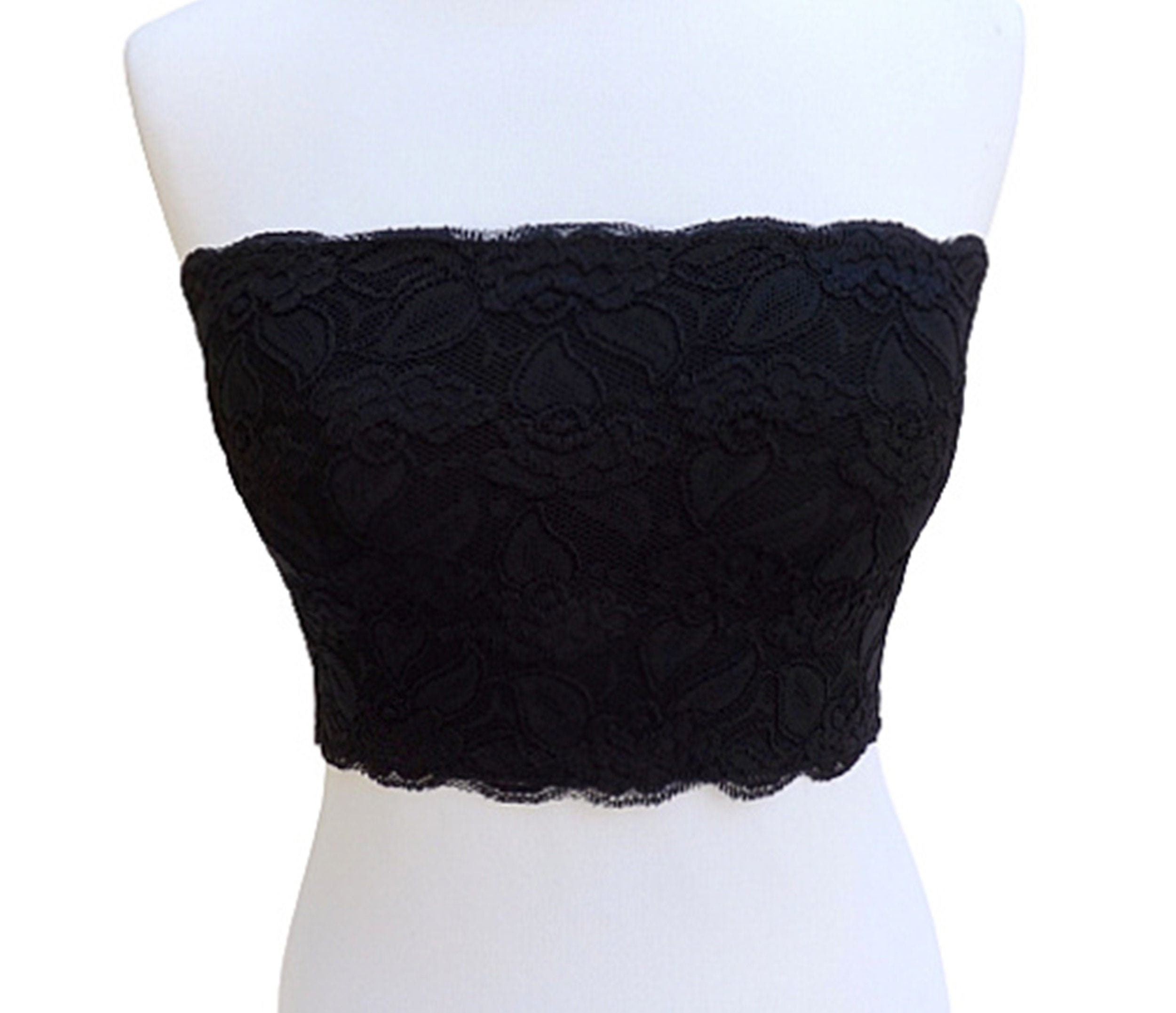 Buy Black Lined Elastic Lace Bandeau Top Strapless Bra Online in India -  Etsy