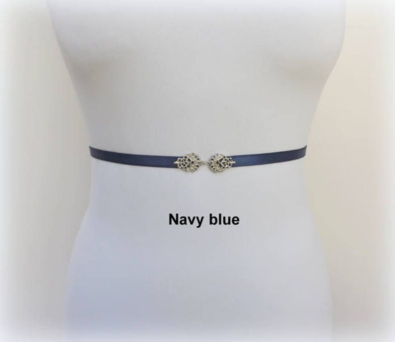 Women's thin silver elastic vintage jeweled waist belt image 4