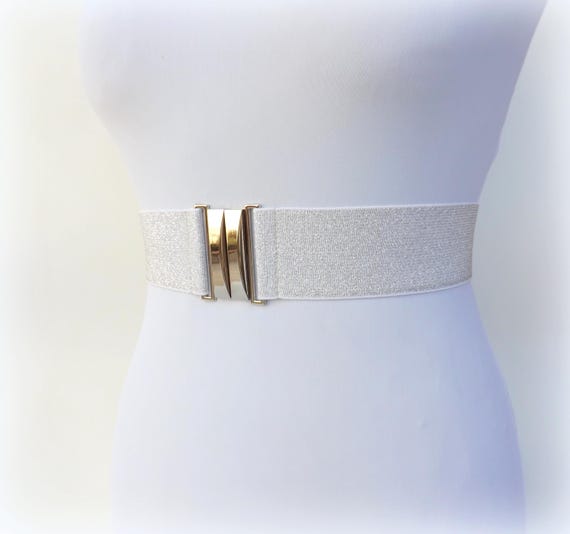 Silver Glitter Wide Elastic Waist Belt With Silver Clasp Canada - Main Image