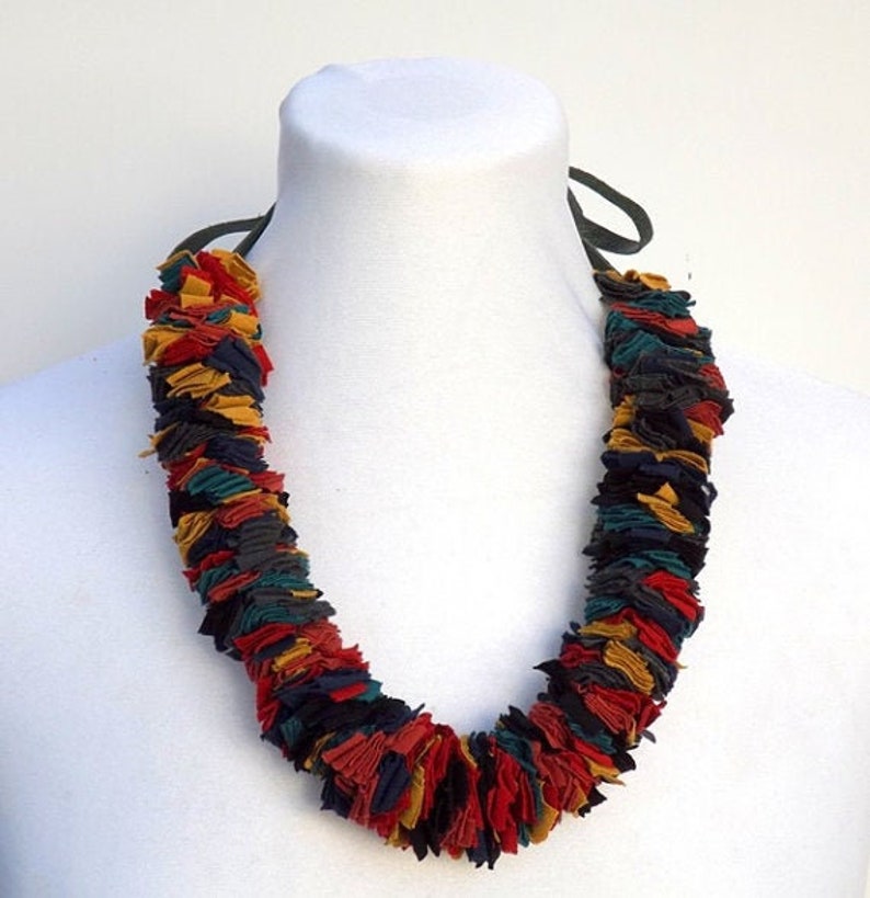 Multicoloured fabric strips necklace image 1