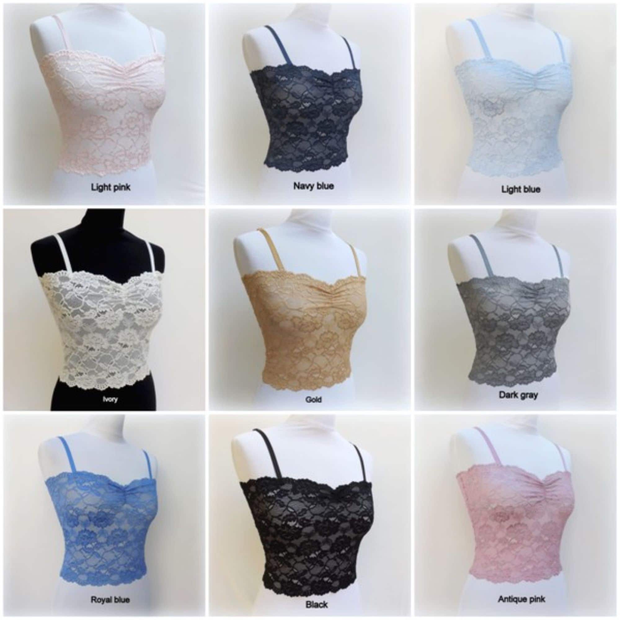 Buy Black Lace Tank Top Camisole, See Through Elastic Lace Cami Online in  India 
