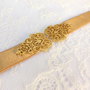 Gold bridal elastic Jeweled wedding dress belt