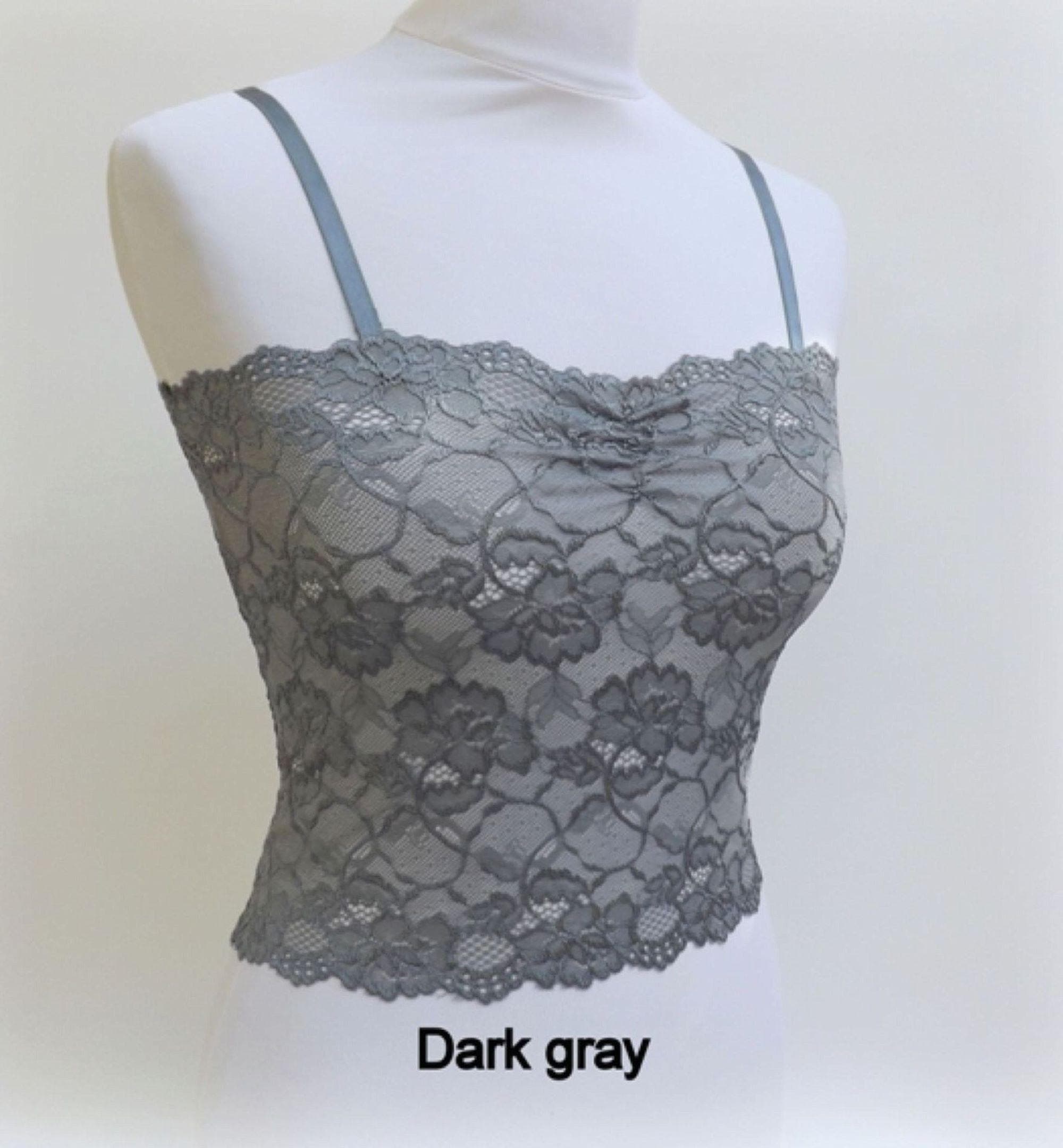 Black See Through Elastic Lace Tank Top Camisole, Sheer Floral