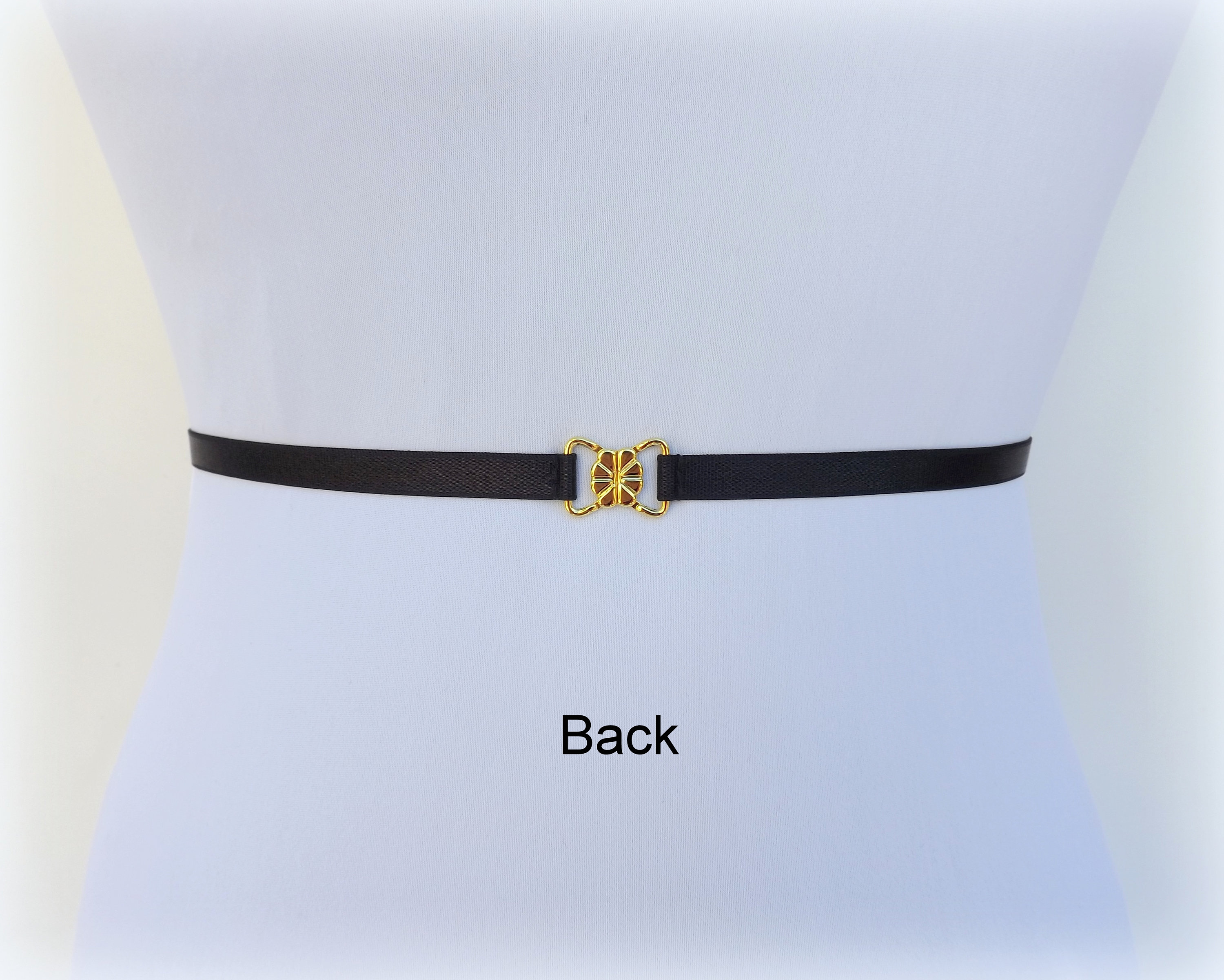 Women\'s Black Elastic Belt with Gold & Pearl Accent ZYALTFDC Black Belts for Women Dresses Women main image 3