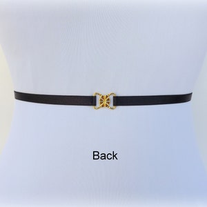 Black thin elastic Sparkly bow dress belt image 2