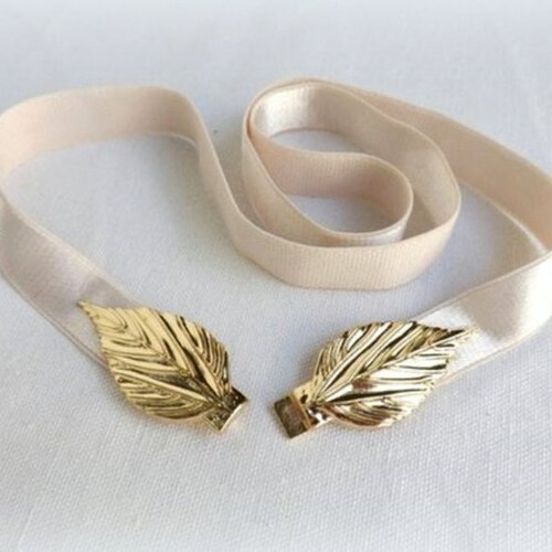 Black Velvet Elastic Gold Leaf Dress Belt Etsy