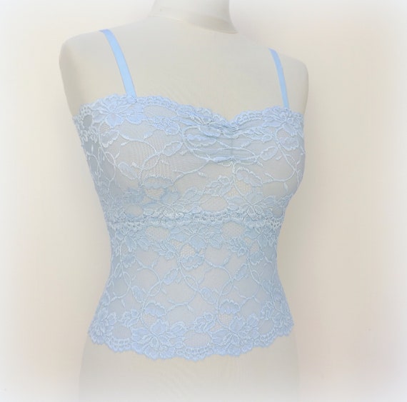 Light Blue Elastic Lace Tank Top Camisole See Through Lace | Etsy