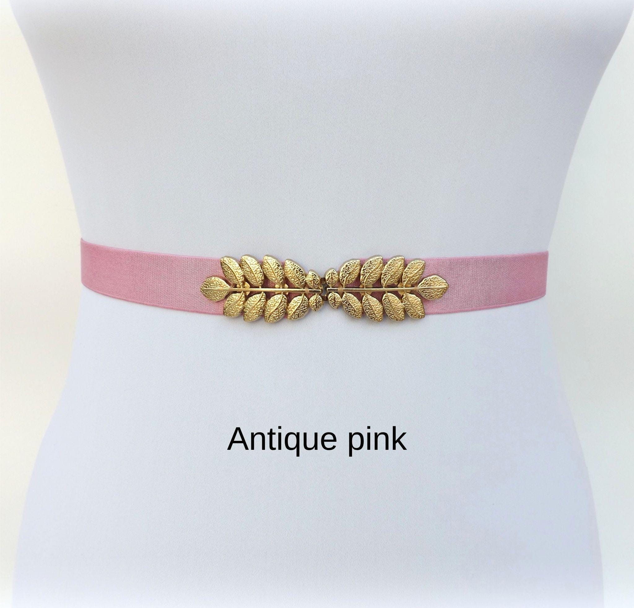 Elastic Waist Statement Belt with Gold Leaf Accent Yellow Elastic Waist Belt With Gold Leaf Clasp - Etsy main image 4