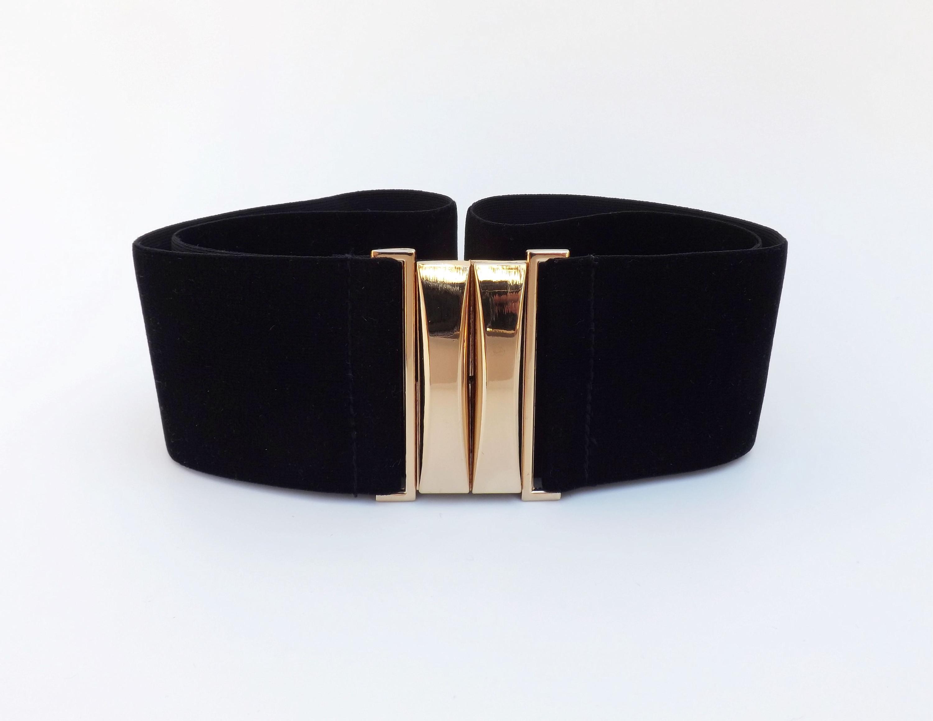 Ceinture En Cuir Verni Noir Dsquared2 - Boucle Logo Or Et Pierre Surchargée Taille M (Neuf)