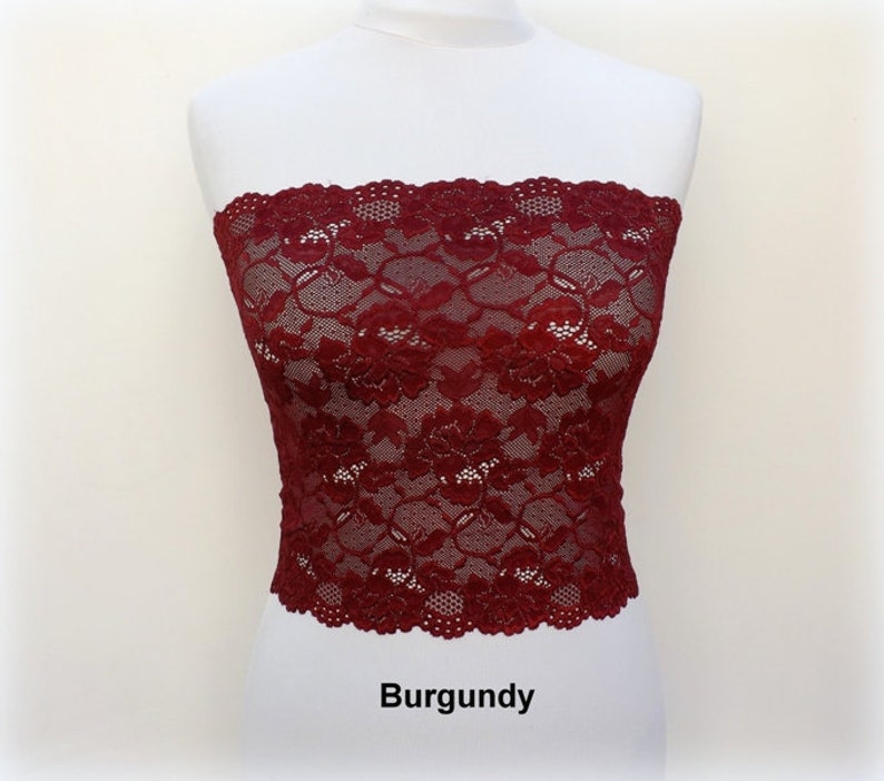 Gold see through elastic lace bandeau tube top bustier