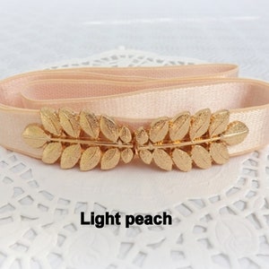 Women's gold elastic grecian leaf waist belt Light peach