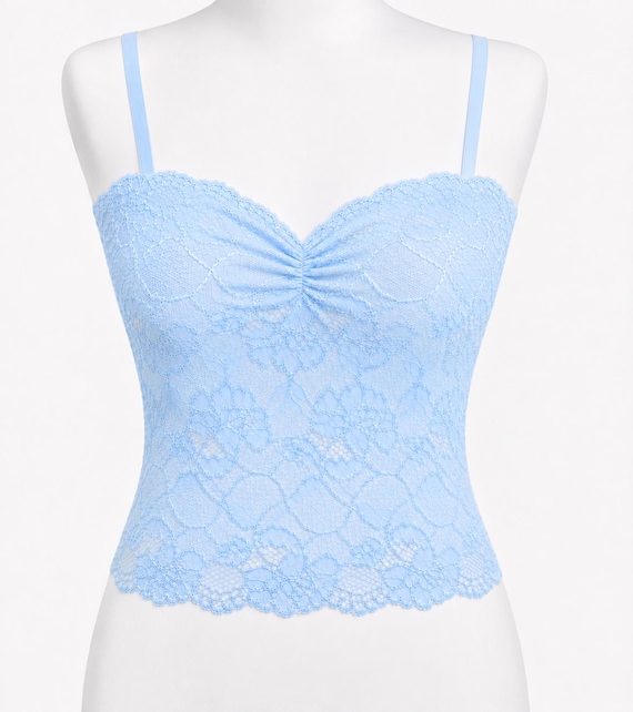 Light Blue See Through Floral Elastic Lace Tank Top Camisole - Etsy