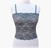 Women's dark gray sheer elastic lace tank top camisole 