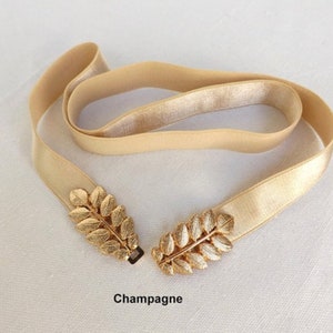 Women's gold elastic grecian leaf waist belt Champagne