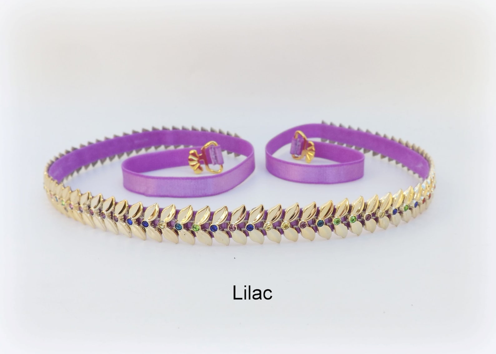 Purple special occasion belts and sashes - purple gold leaf bridal belt