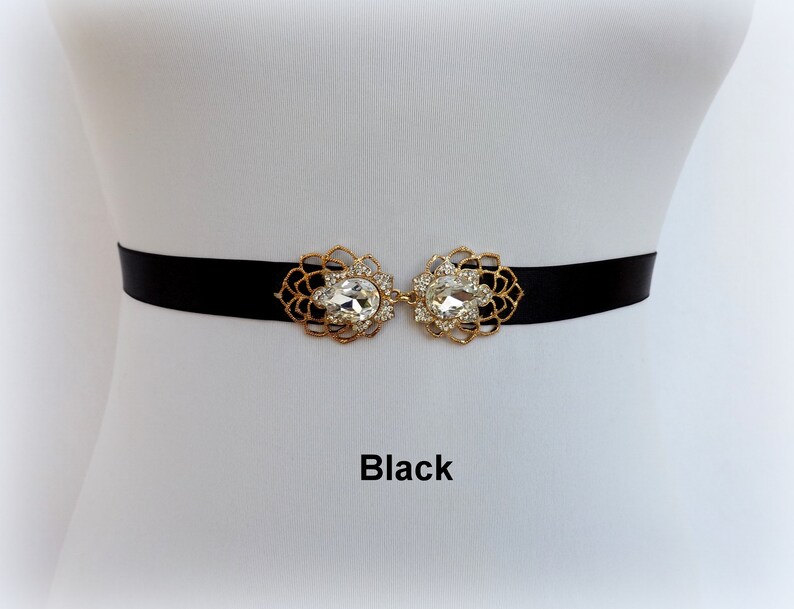 Gold Bridal Elastic Waist Belt Sparkly Crystals Jeweled Dress Etsy