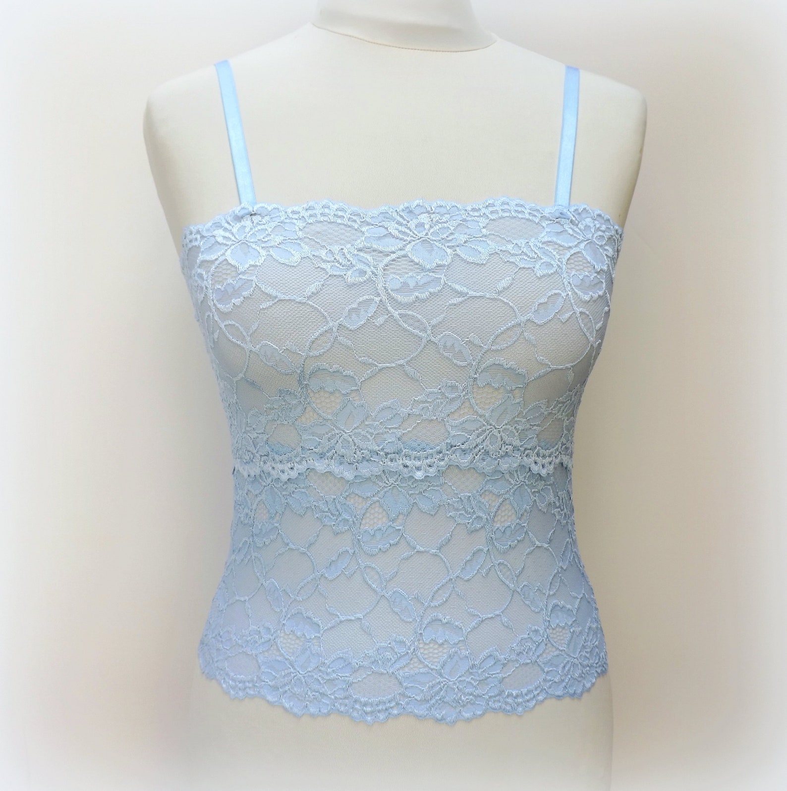 Light blue see through elastic lace tank top camisole | Etsy