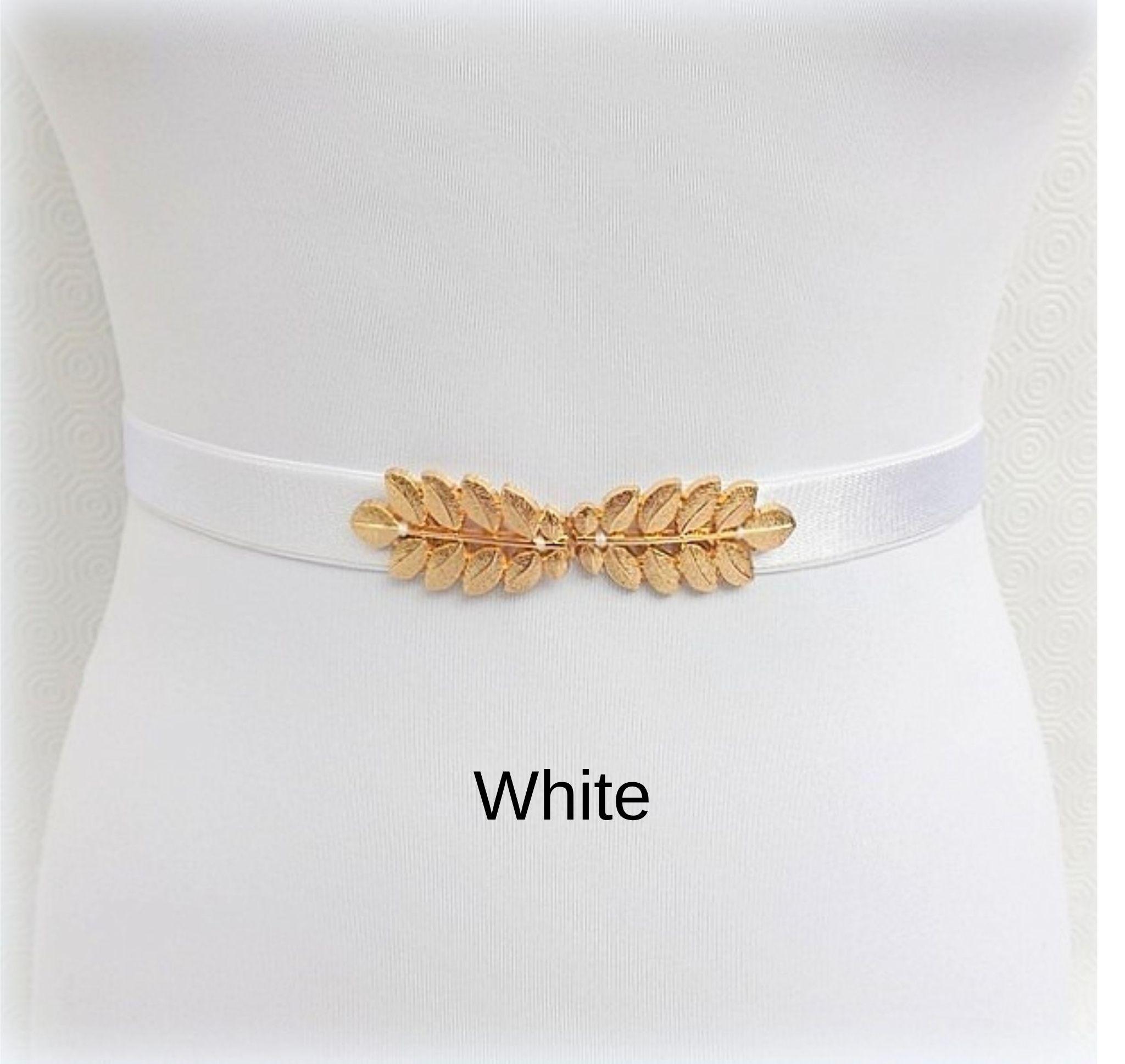 Yellow Elastic Waist Belt With Gold Leaf Clasp - Etsy