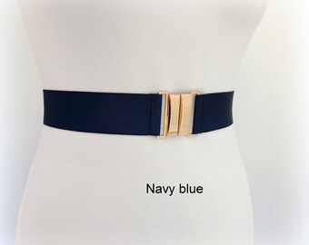 Buy Black Elastic Waist Belt With Gold Clasp for Women Online