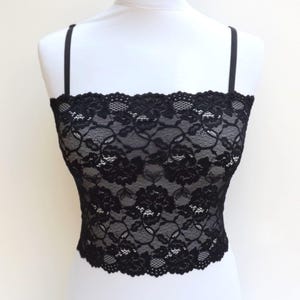Black see through elastic lace tank top camisole