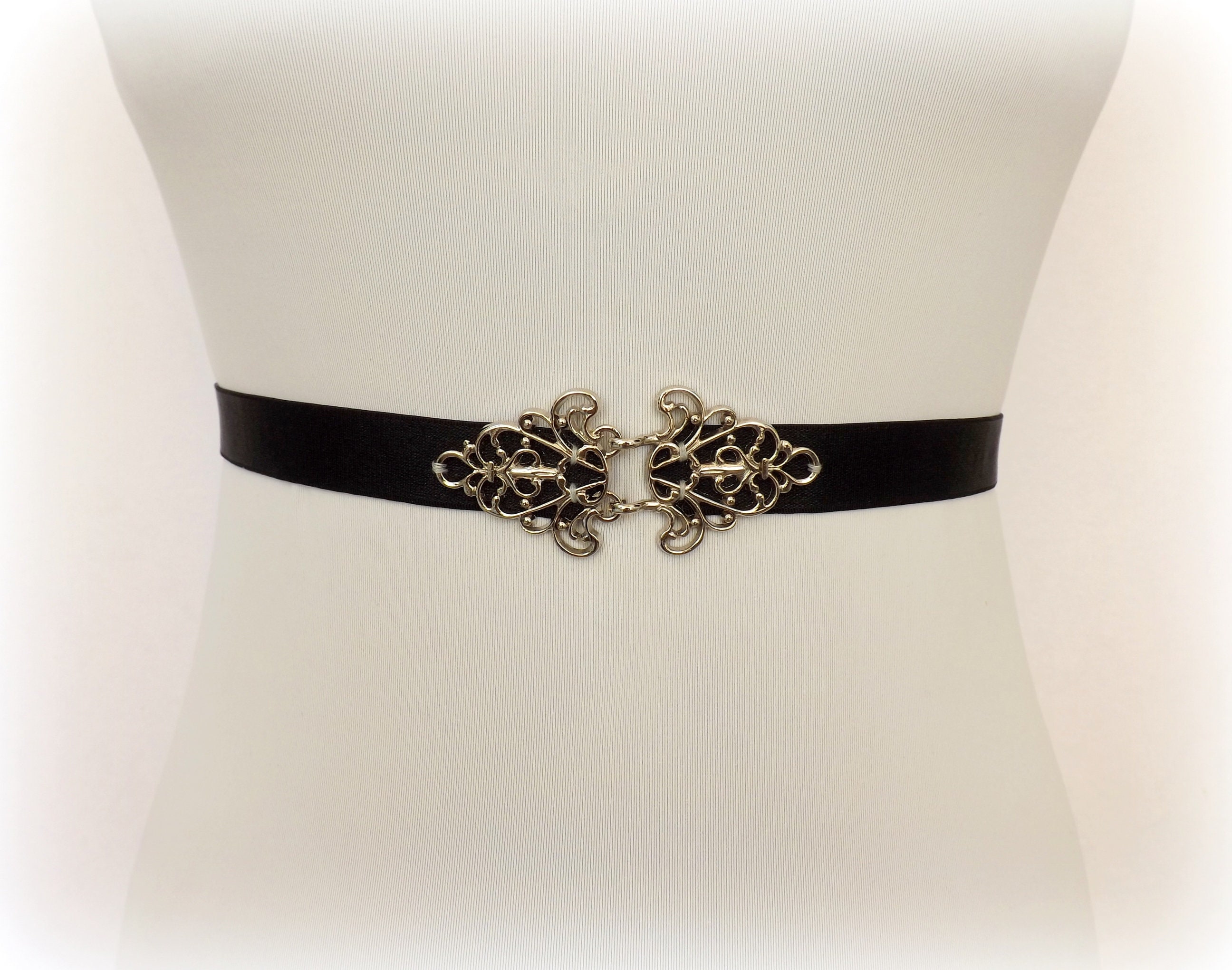 Black Elastic Waist Belt with Decorative Silver Knot Buckle Maxi Elastic Belt – Equs Code main image 2
