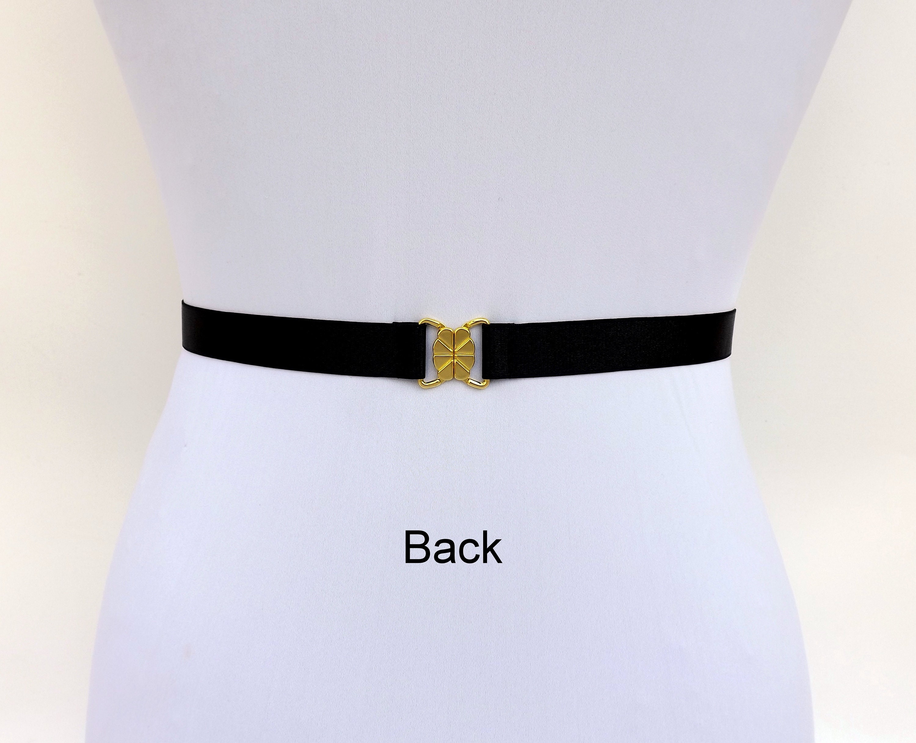 4818 Women\'s Grecian Gold Leaf Elastic Waist Belt. Black/champagne/gold Women main image 3