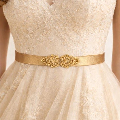 wedding dress gold belt Gorgeous Crystals Pearls Beads Bridal Sash Belt Online, Ivory main image 1