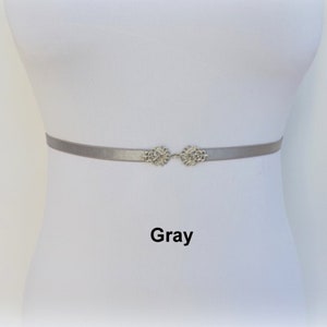 Women's thin silver elastic vintage jeweled waist belt image 6