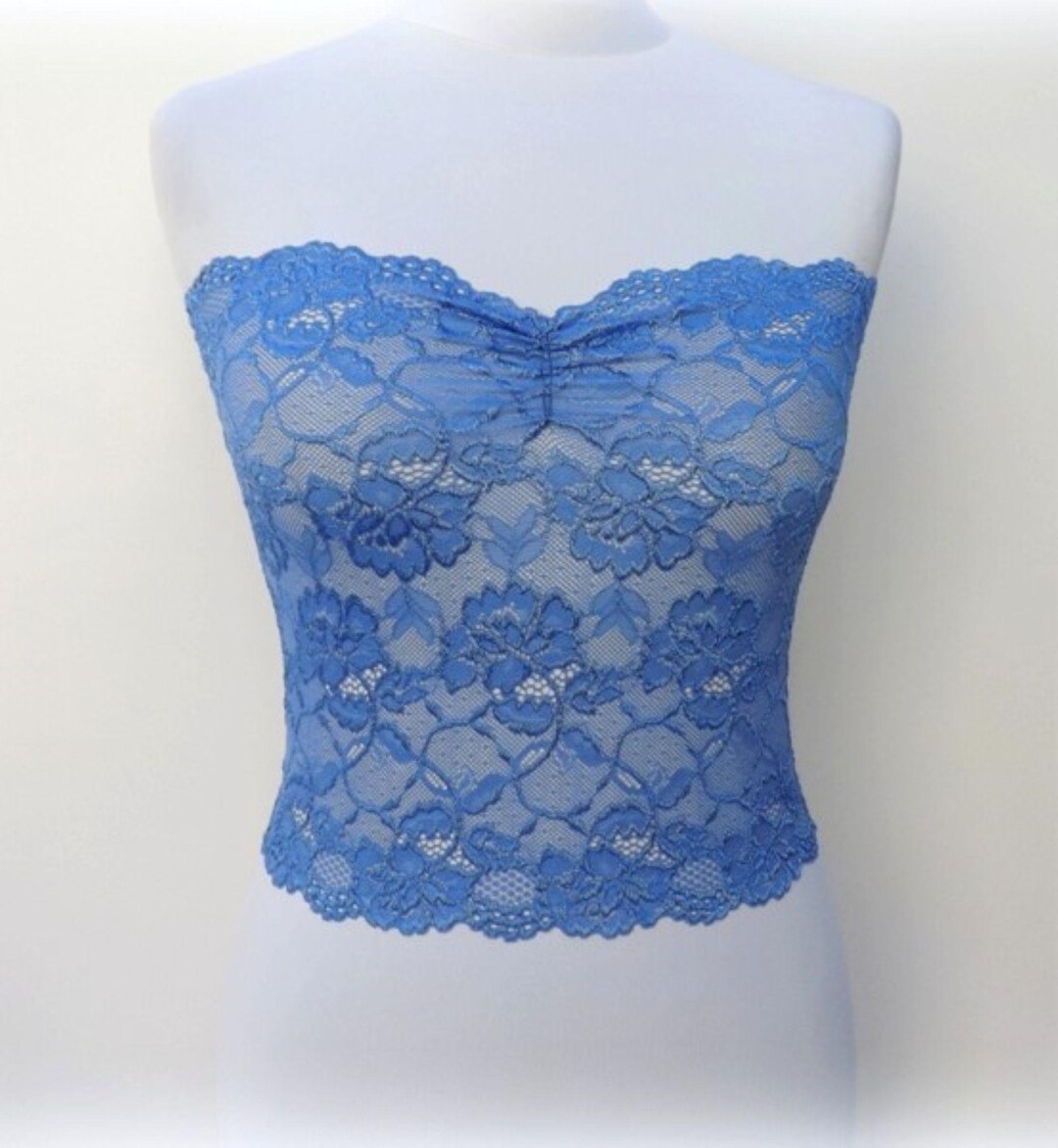 Blue Lace Stretchy Top See Through