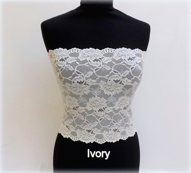 Gold see through elastic lace bandeau tube top bustier