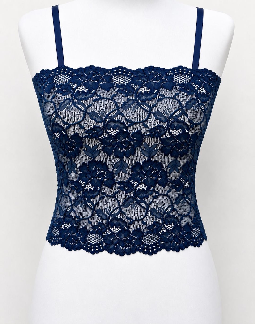 トップス andequal asymmetry lace camisole NAVY Navy Blue Lace Tank Top Camisole, Elastic Lace Cami - Etsy